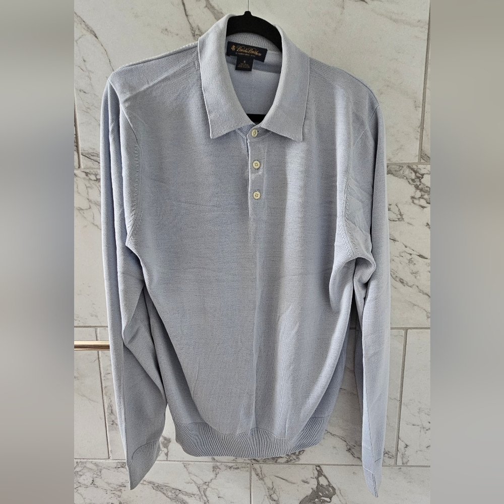 Brooks Brothers Light Blue Collared Silk Men's Shirt